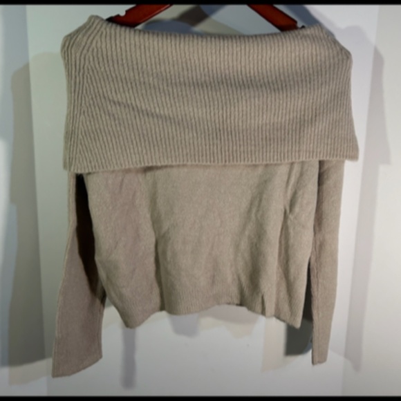 Stitches & Stripes Shireen Ribbed Off Shoulder Pullover Sweater Beige Size S - Picture 7 of 15